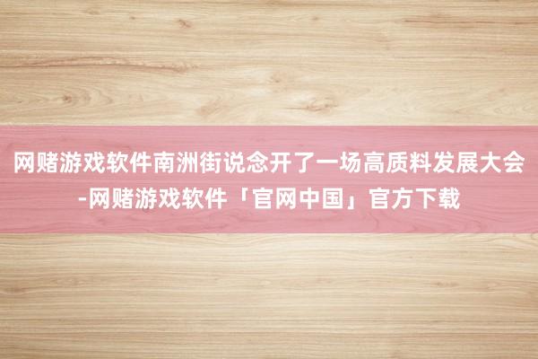 网赌游戏软件南洲街说念开了一场高质料发展大会-网赌游戏软件「官网中国」官方下载